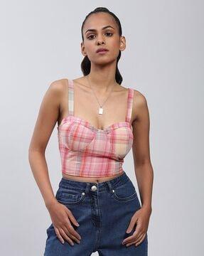 plaid bustier crop top