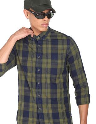 plaid check cotton casual shirt