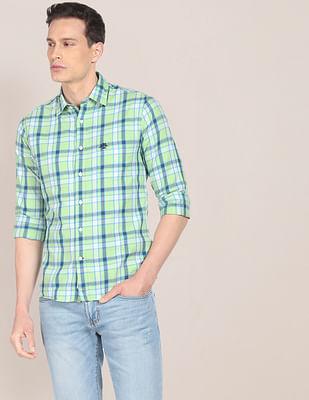 plaid check cotton casual shirt