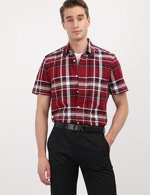 plaid check cotton shirt