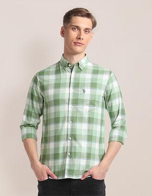 plaid check cotton shirt