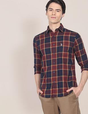 plaid check cotton twill shirt