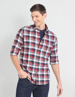 plaid check pure cotton shirt