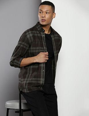 plaid check regular fit casual shirt