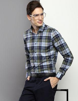 plaid check twill shirt