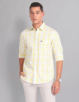 plaid check versatile twill shirt