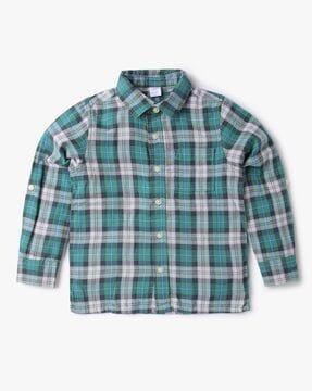 plaid checked cotton shirt