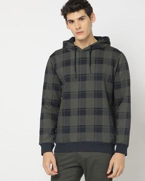 plaid checked hoodie