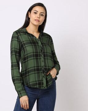 plaid checked relaxed fit shirt