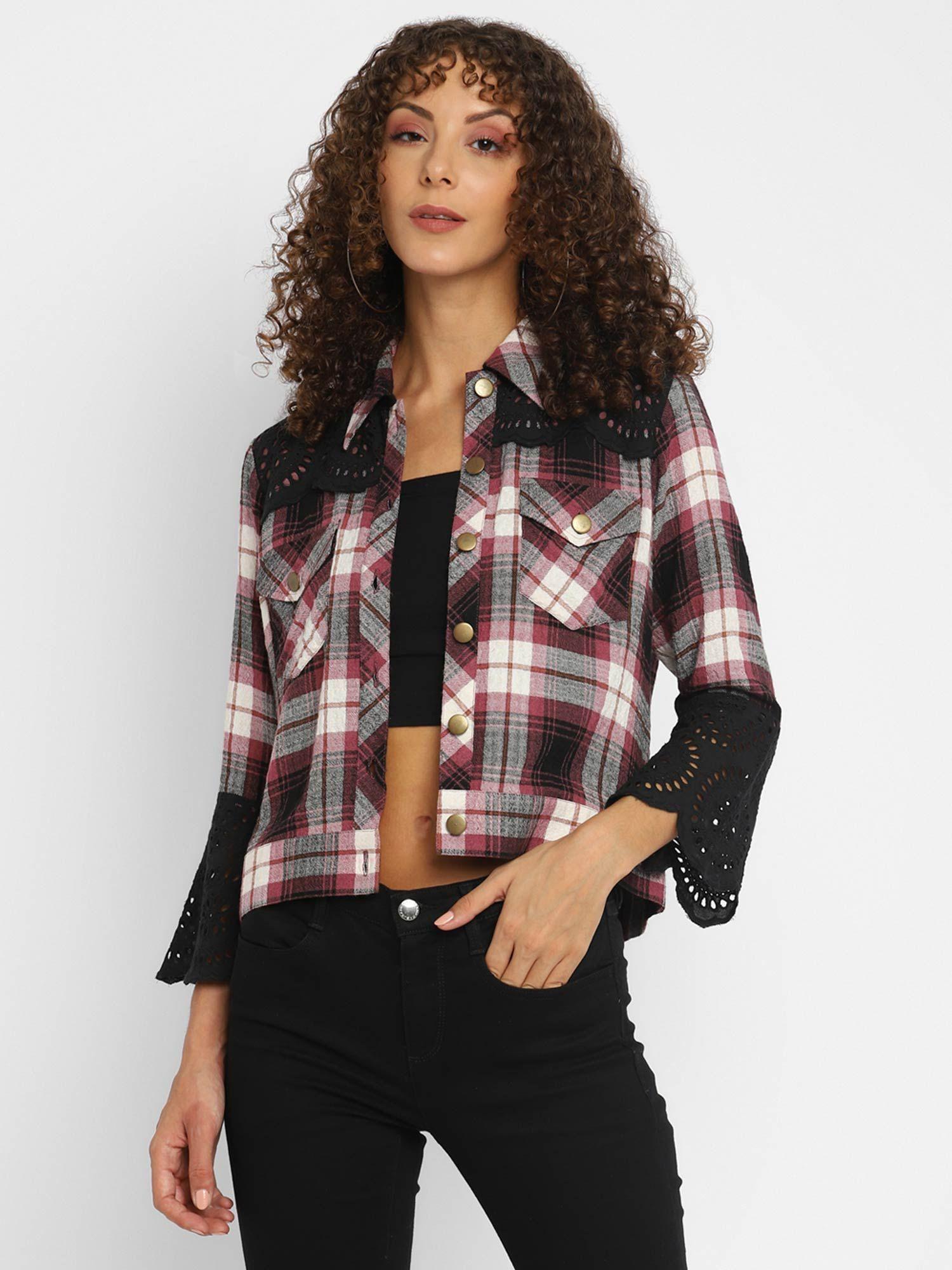 plaid checks yarn dyed cotton jacket