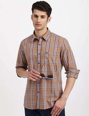 plaid cotton casual shirt
