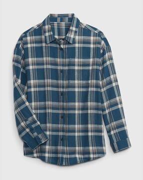 plaid long-sleeve flannel shirt