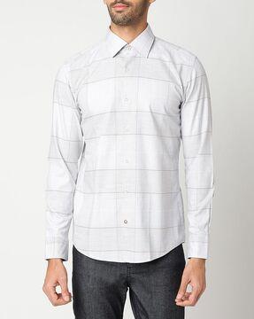 plaid printed slim fit shirt