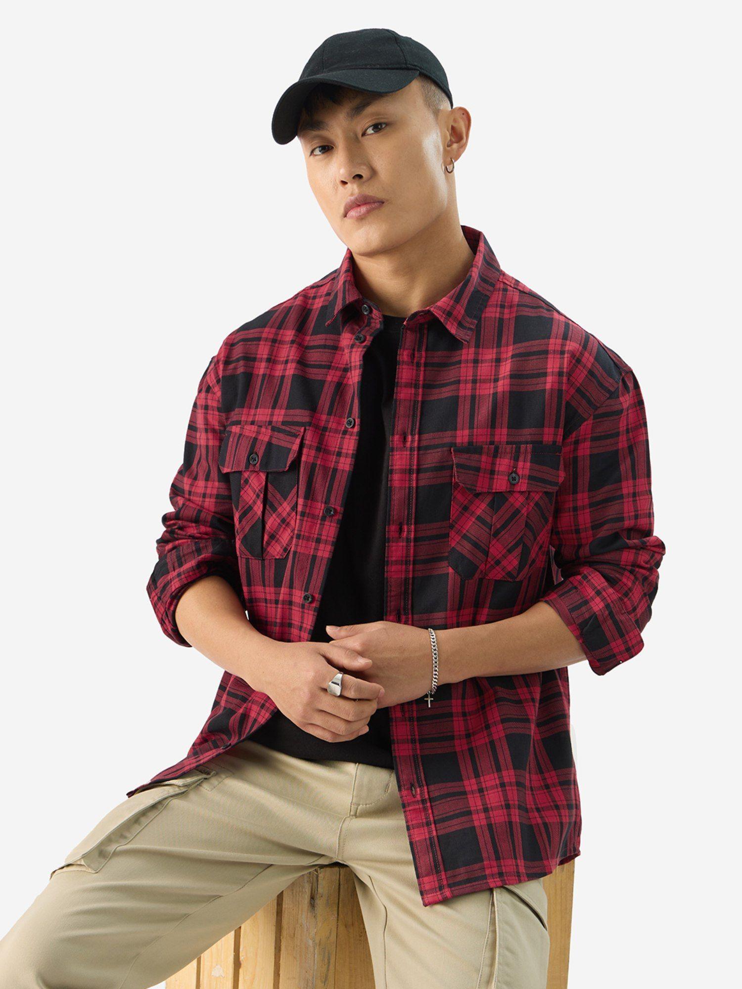 plaid samba men utility shirt