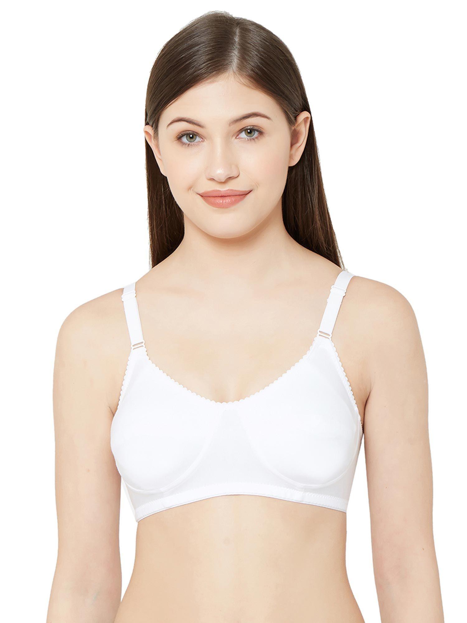 plain cotton post surgery mastectomy bra with soft padded inserts - cancer bra - white