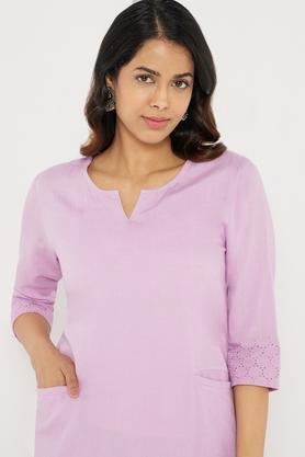 plain kurta for women - lilac