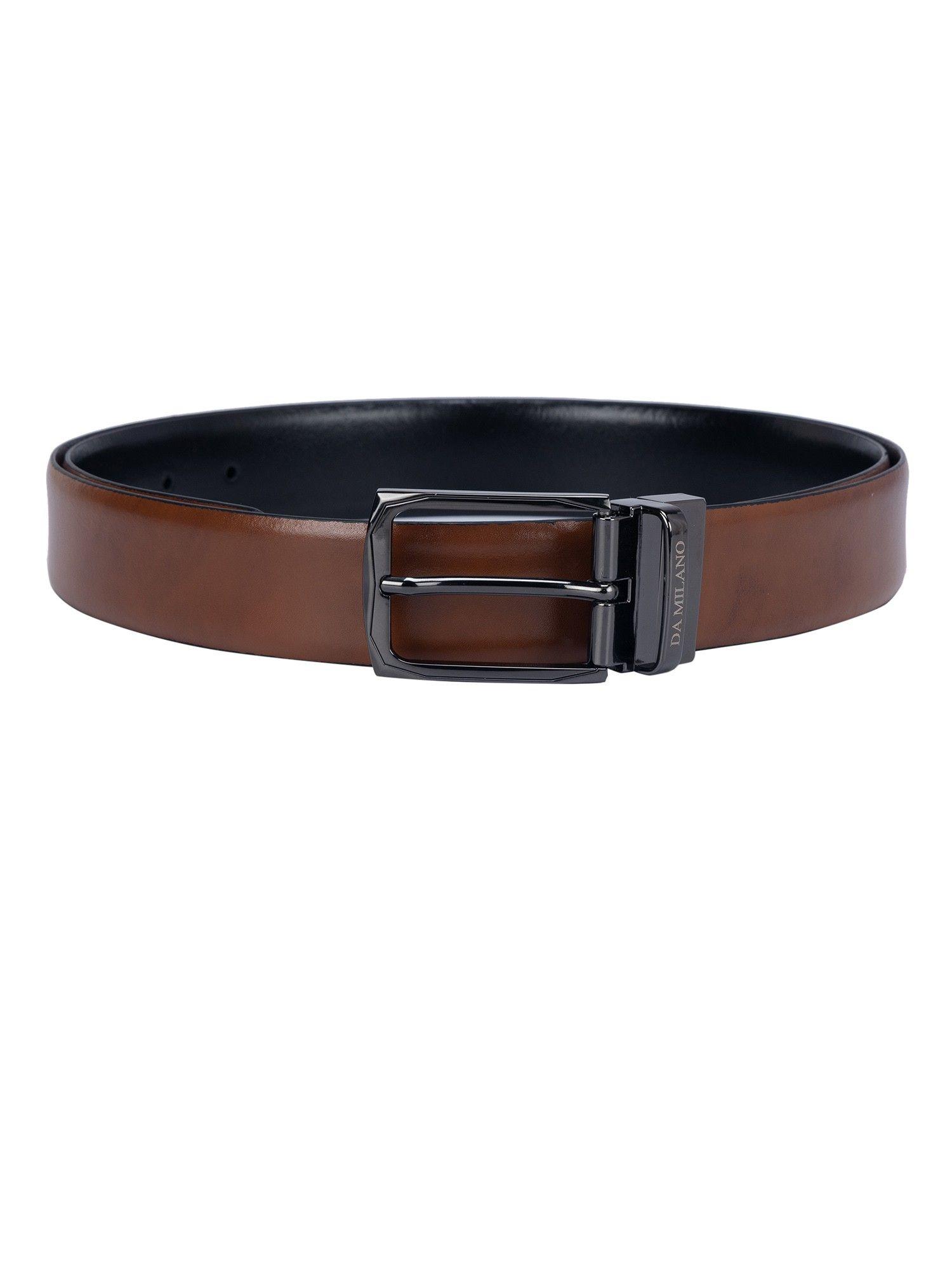 plain leather brown & black reversible belt bm-3292-35r-olpln
