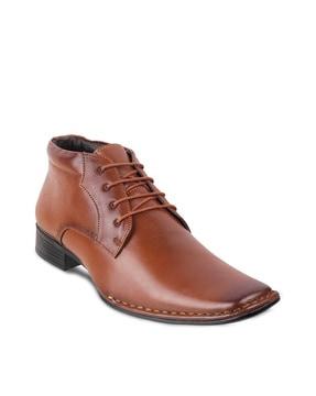 plain-toe genuine leather derbys