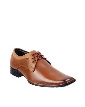 plain-toe genuine leather derbys