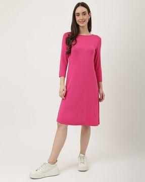 plain viscose mix a-line dress