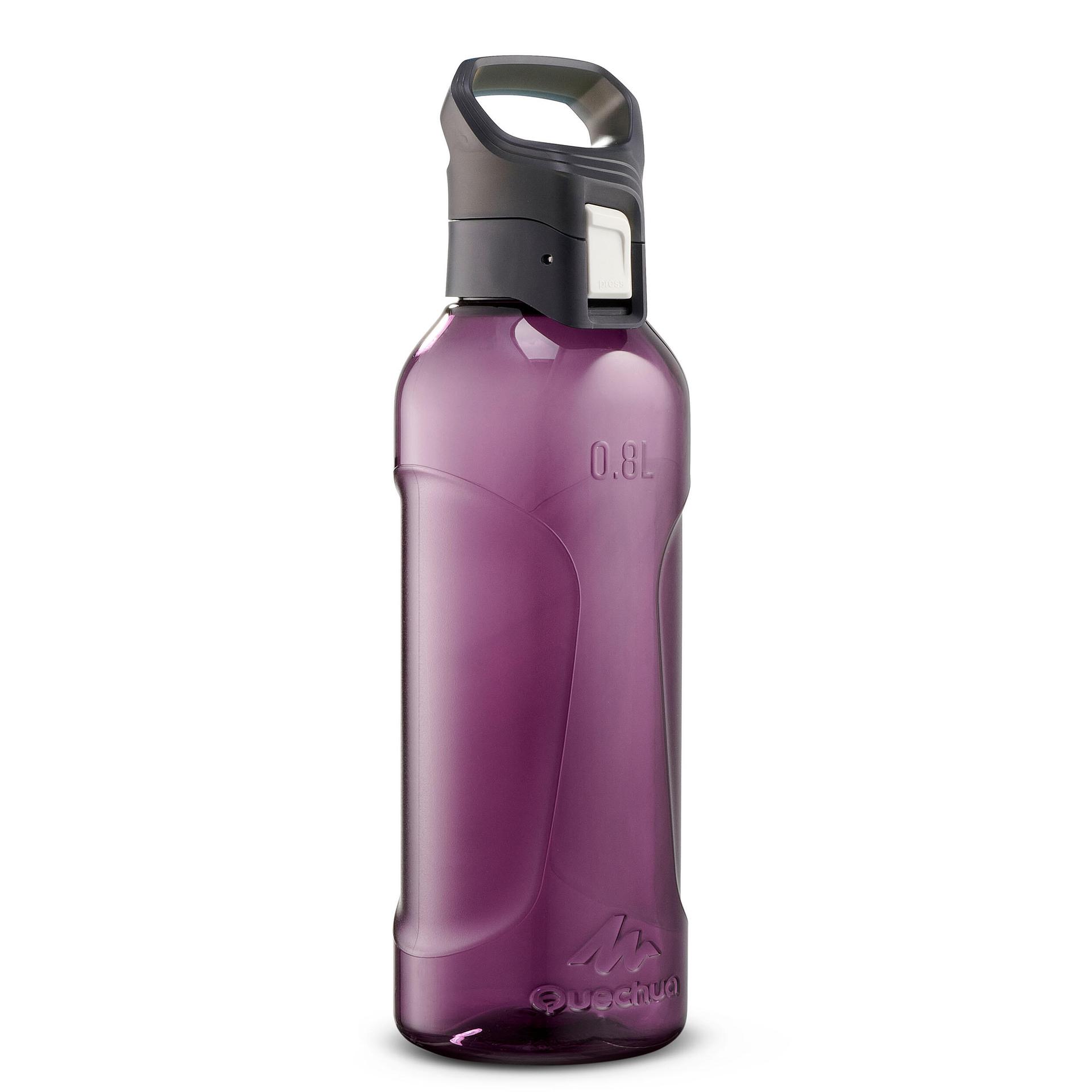 plastic (tritan) hiking flask with quick opening cap mh500 0.8 litre purple