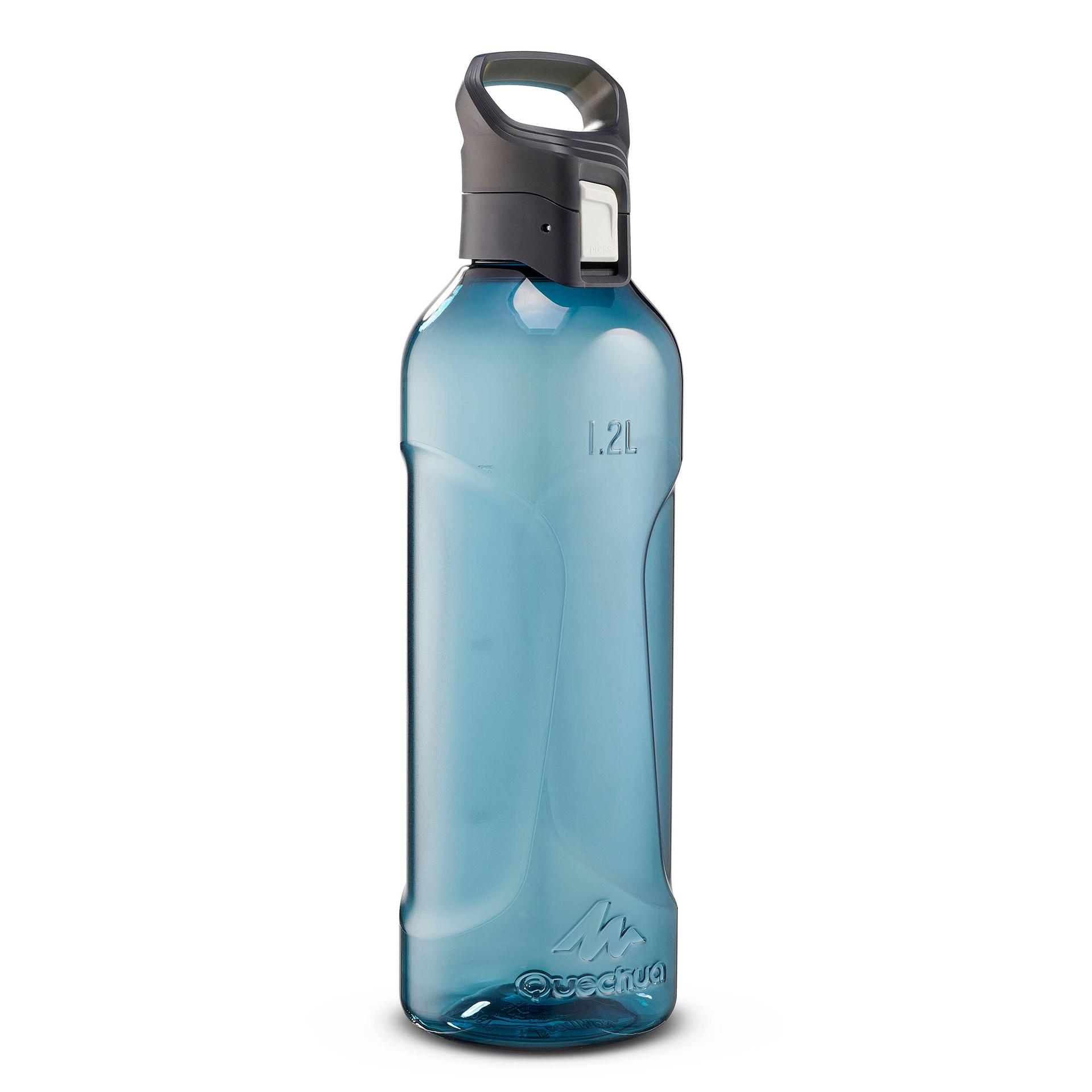 plastic (tritan) hiking flask with quick opening cap mh500 1.2 litre blue