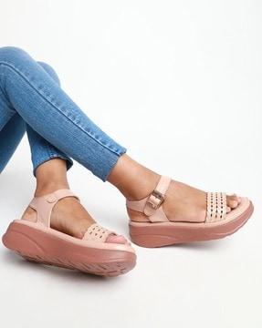 platform sandals with buckle closure