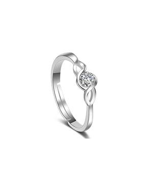 platinum plated elegant austrian crystal adjustable solitaire ring