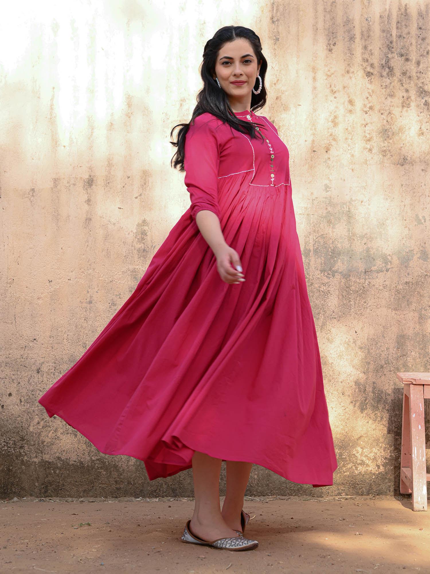 play in fuchsia midi dress