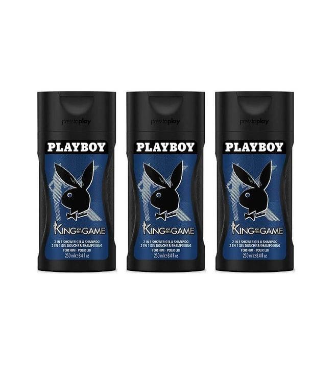 playboy king of the game shower gel and shampoo for men - pack of 3