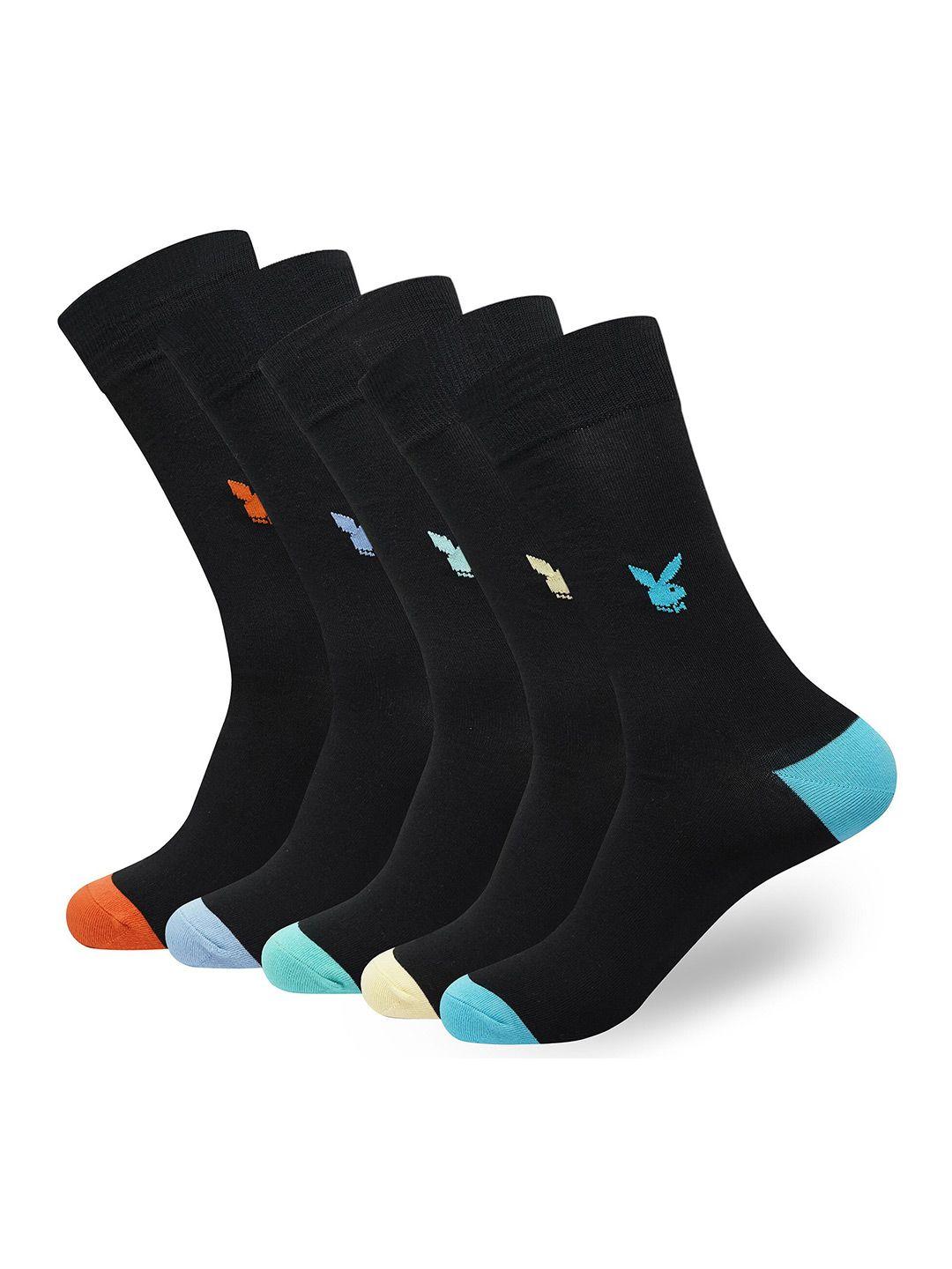 playboy men pack of 5  patterned free size formal crew socks