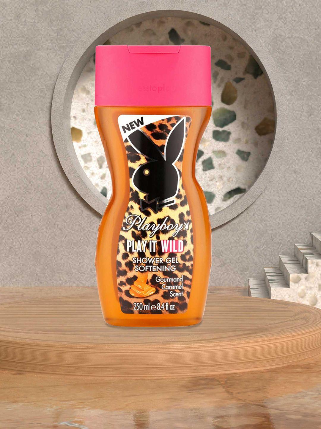 playboy play it wild softening shower gel with gourmand caramel scent - 250 ml