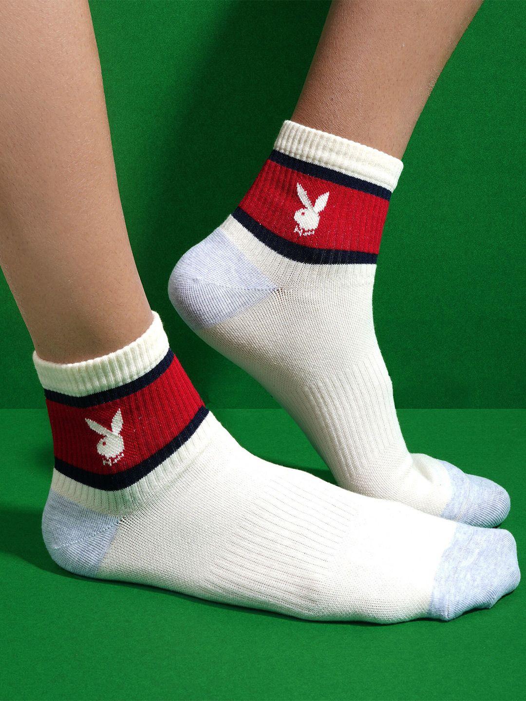 playboy men pack of 3 patterned high ankle-length socks