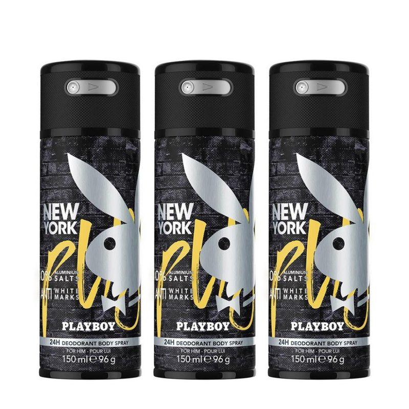 playboy new york m deodorant spray (pack of 3)