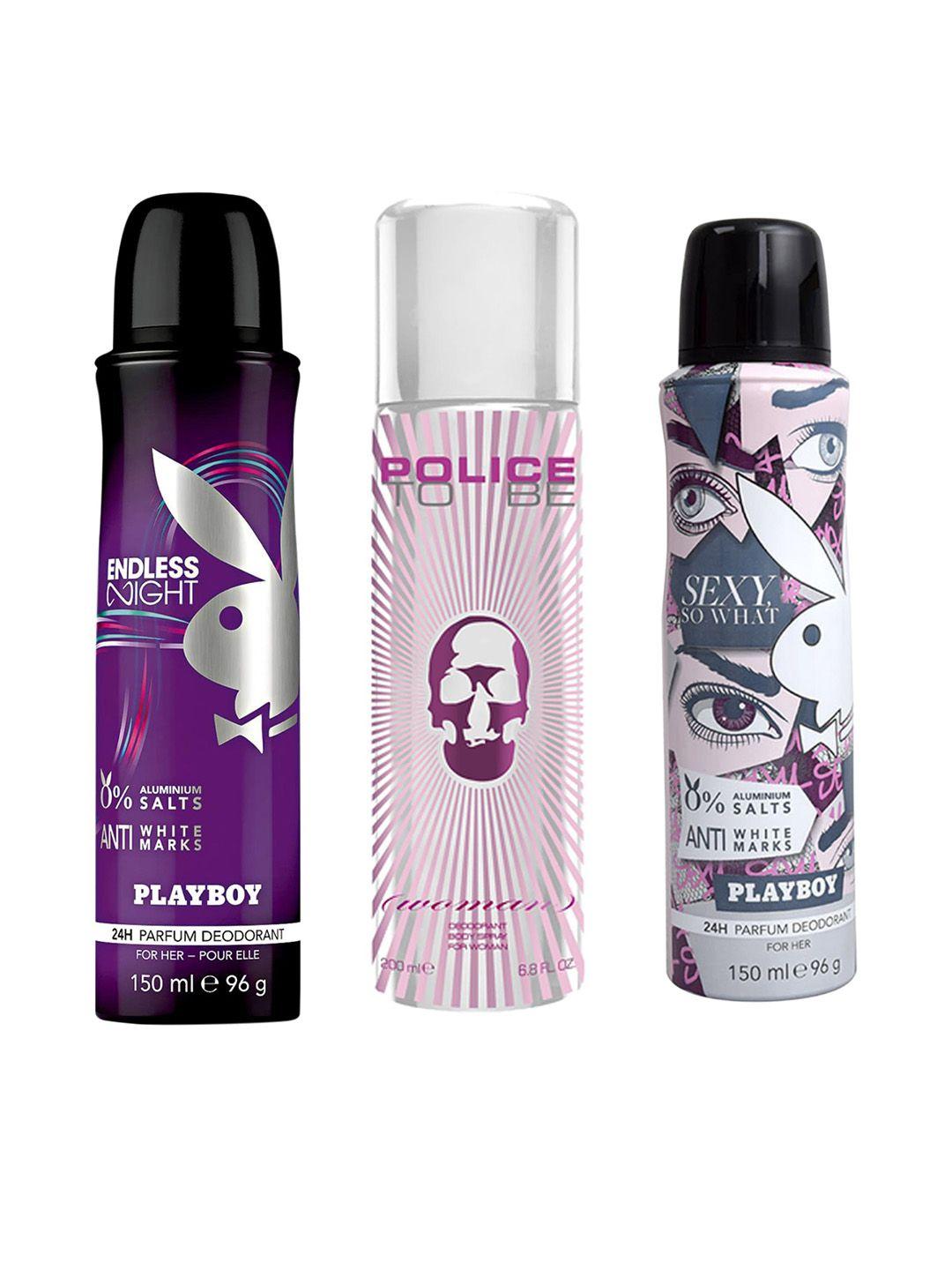 playboy set of 3 set of 3 parfum deos - endless night, police to be & sexy so what 500 ml