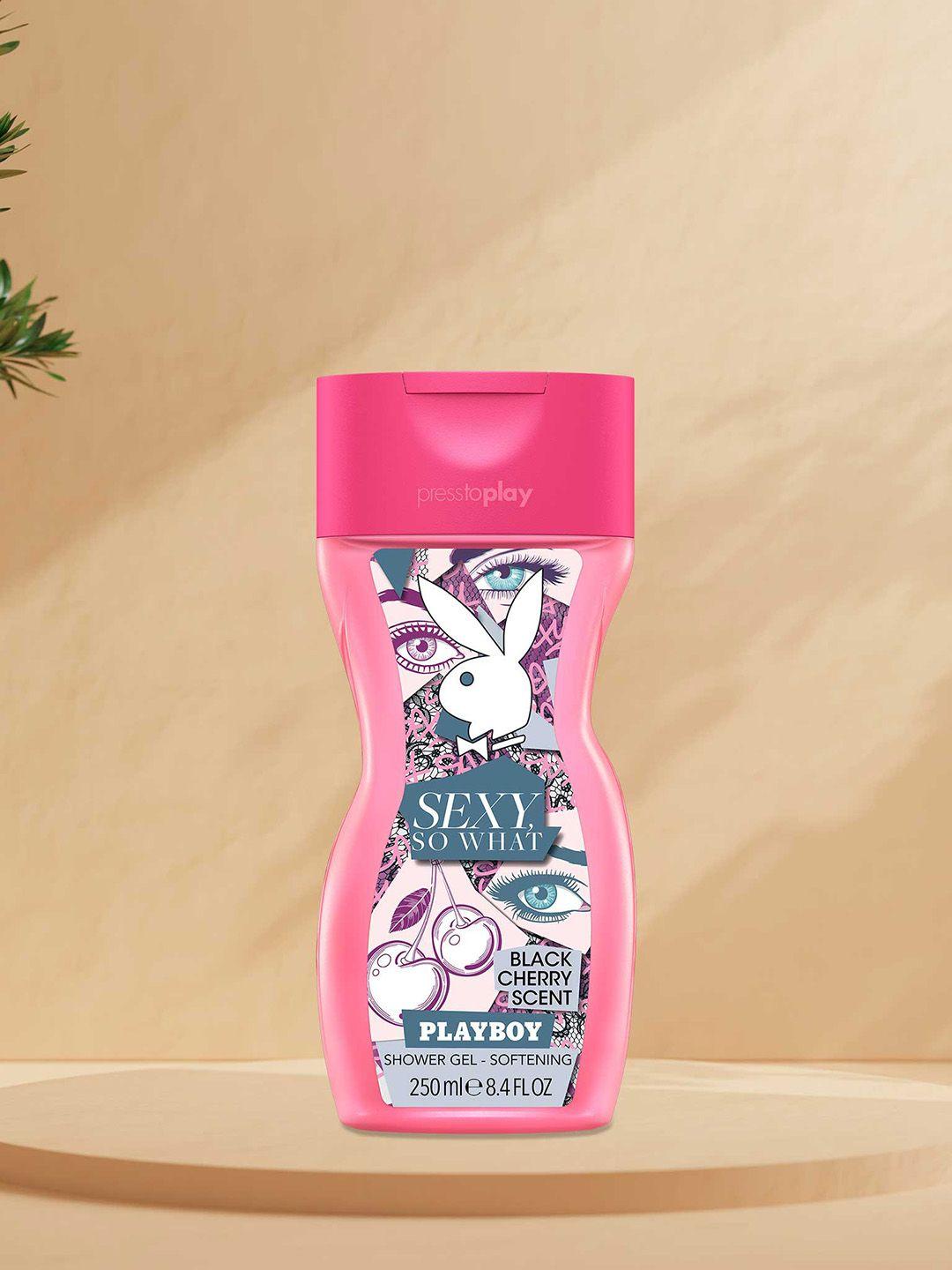 playboy sexy so what softening shower gel with black cherry scent - 250 ml