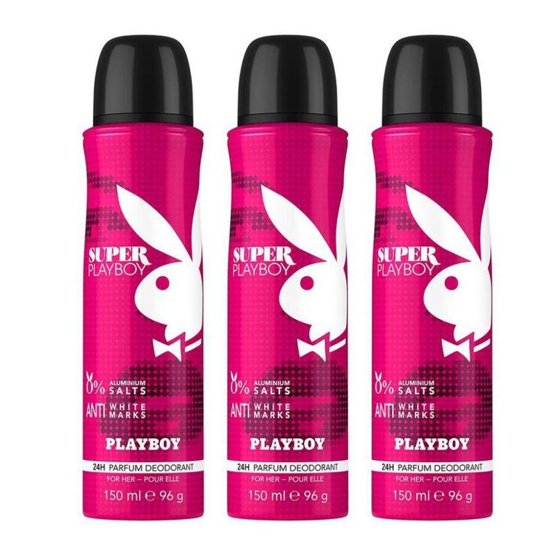 playboy super women deodorant spray (pack of 3)