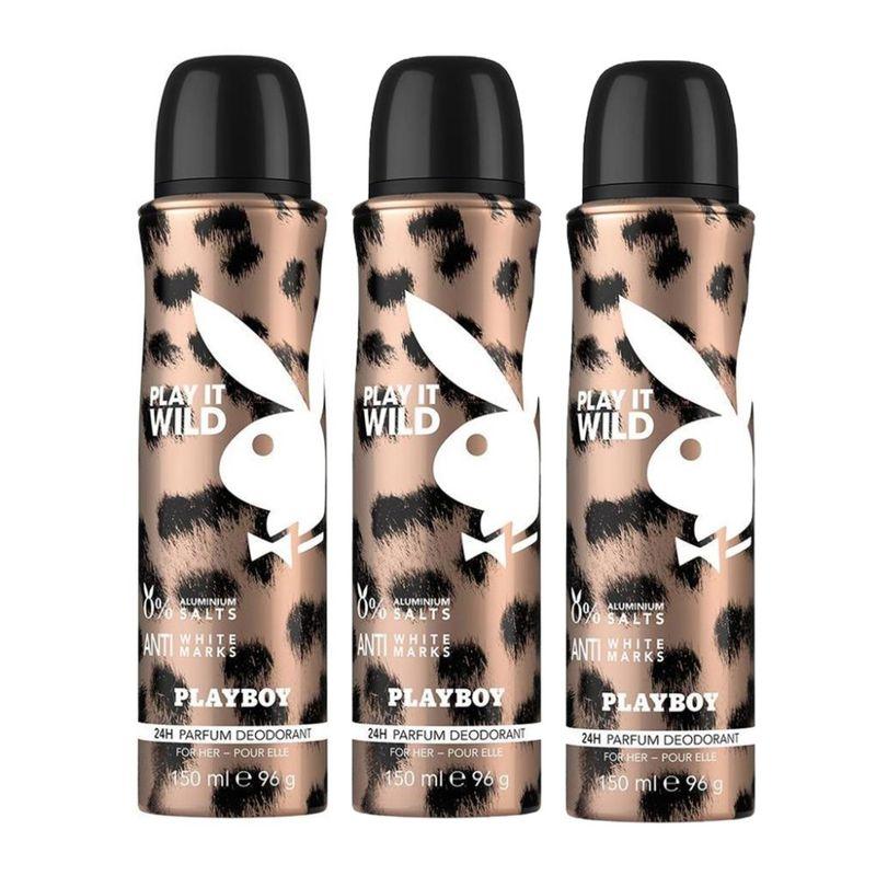 playboy wild women deodorant spray (pack of 3)