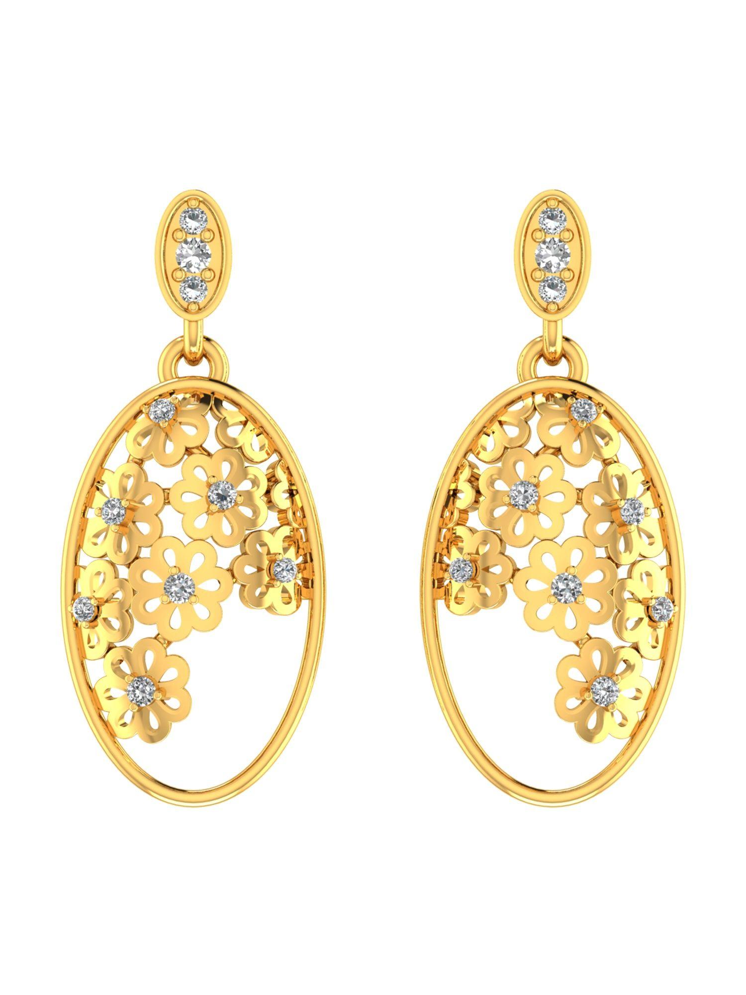 playful dangler gold earrings with gold screw
