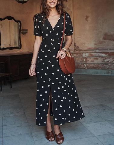 playful polka dot black dress