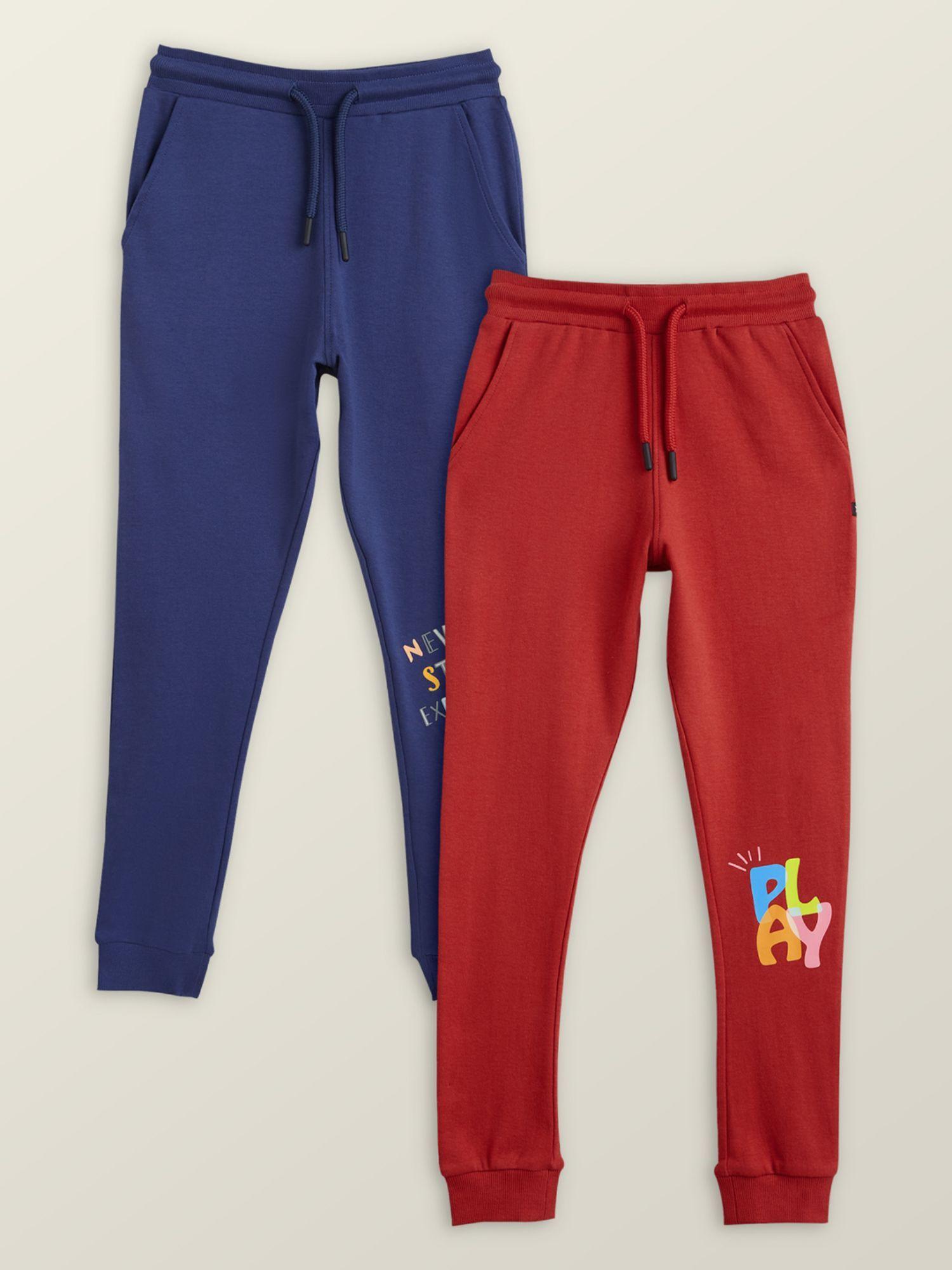 playmate cotton joggers for boys-multi-color (pack of 2)