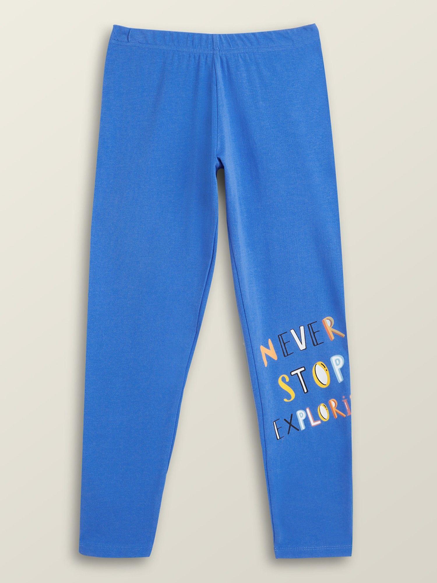 playmate cotton leggings for girls-blue