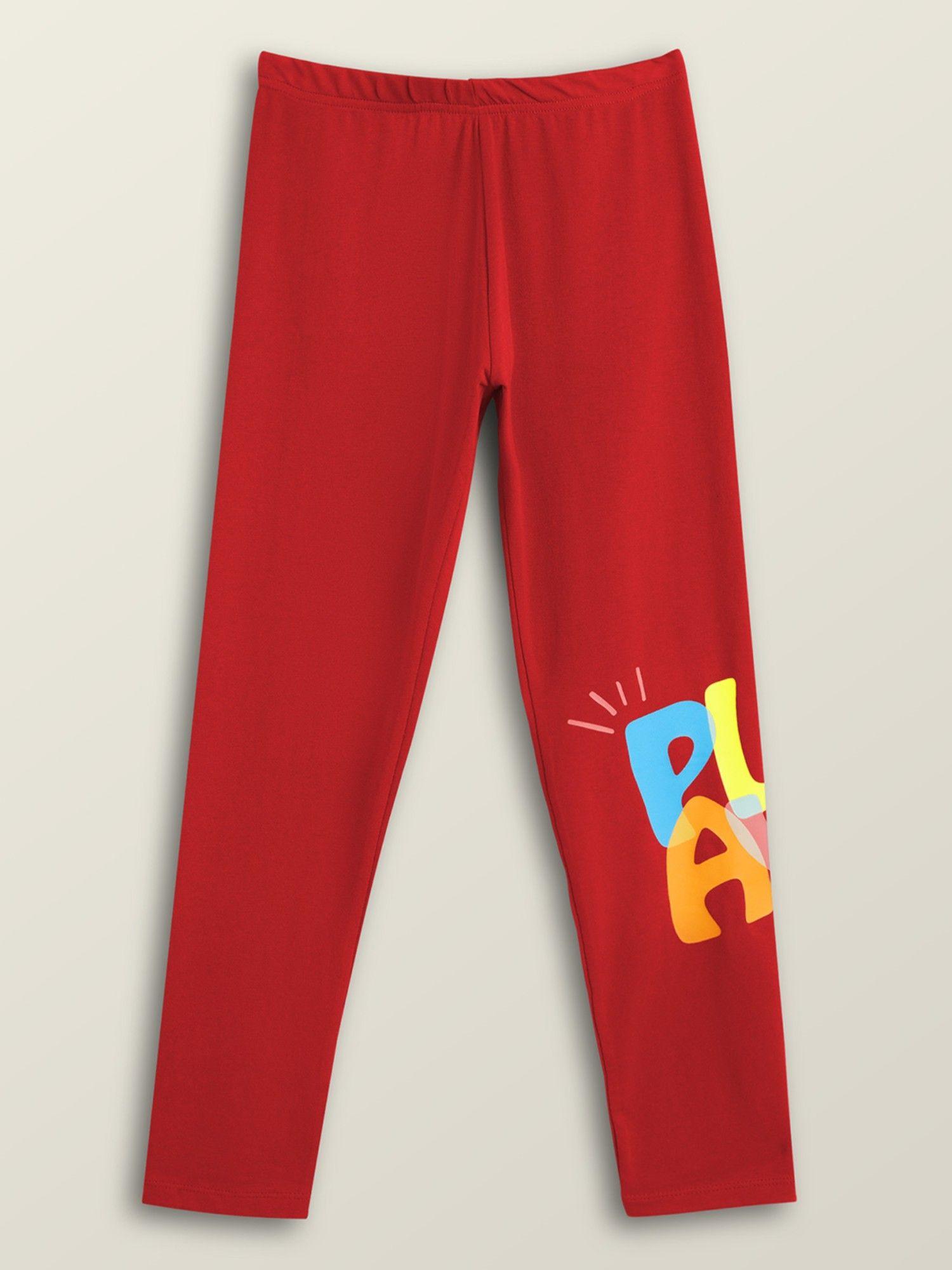 playmate cotton leggings for girls-red