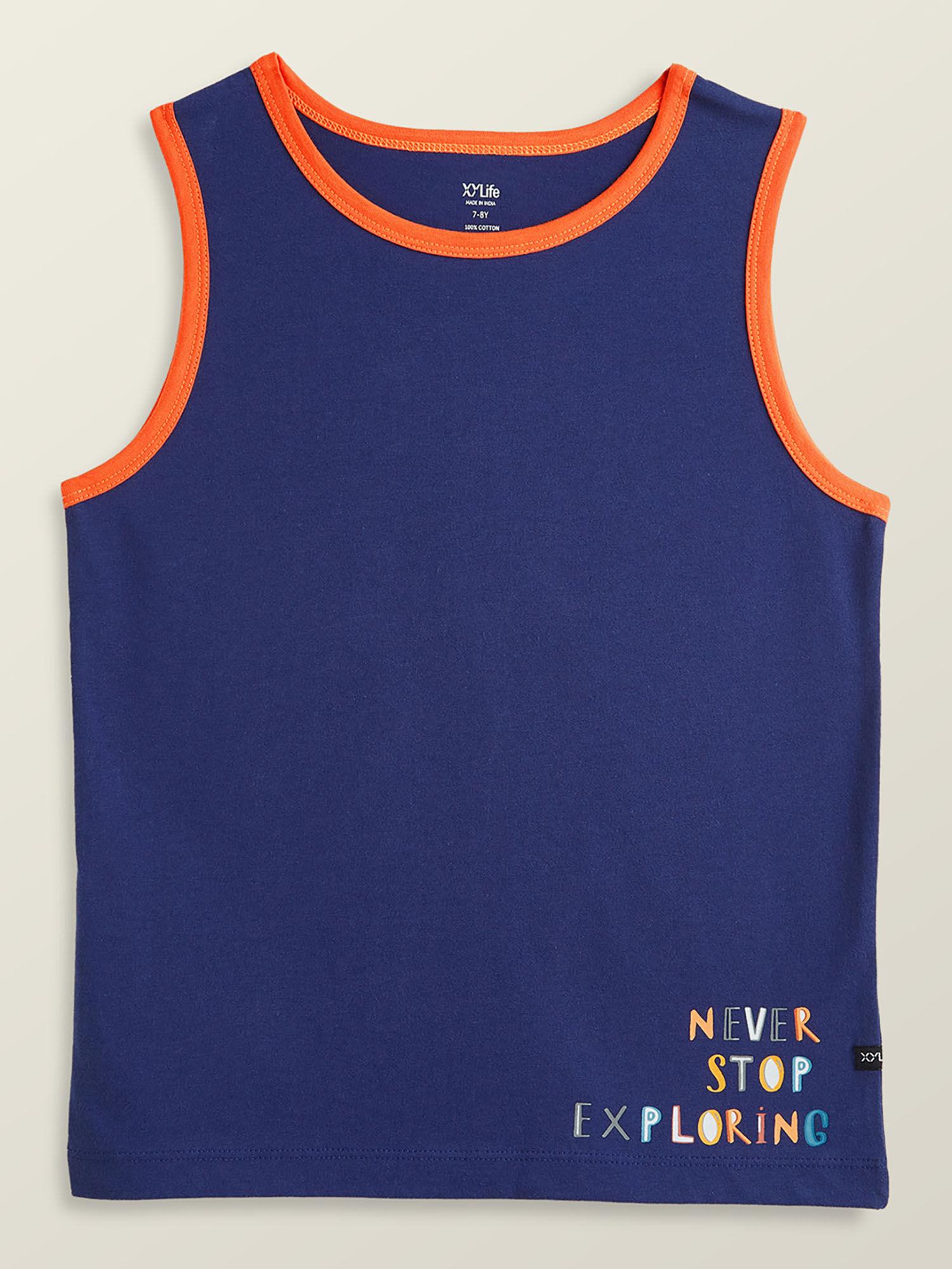 playmate navy blue combed cotton outer vest