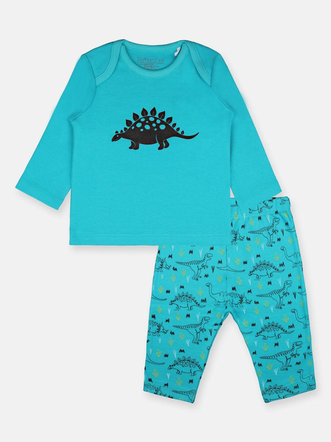 playness infants printed pure cotton t-shirt with trousers
