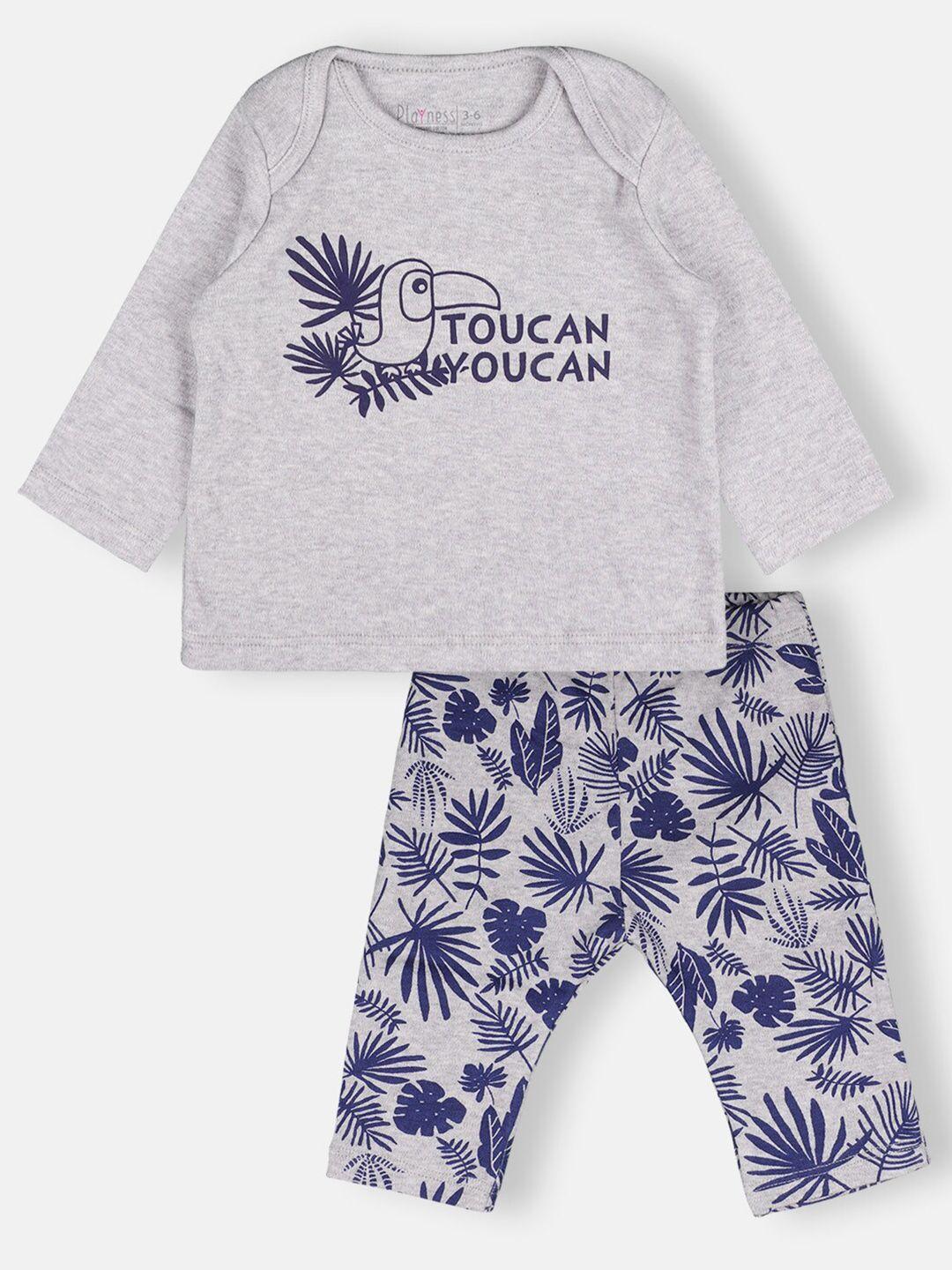 playness infants printed pure cotton t-shirt with trousers