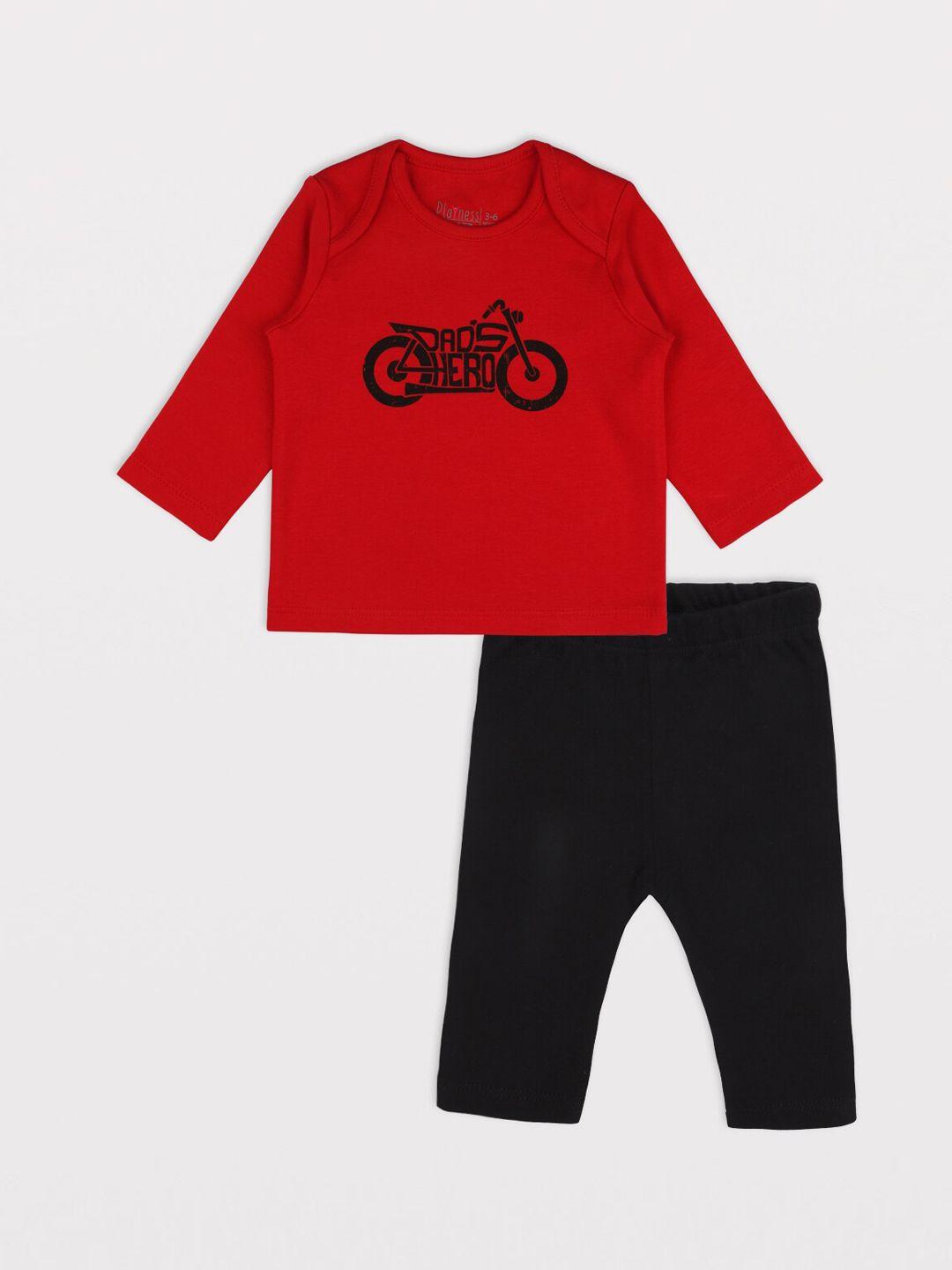 playness kids red & black printed night suit
