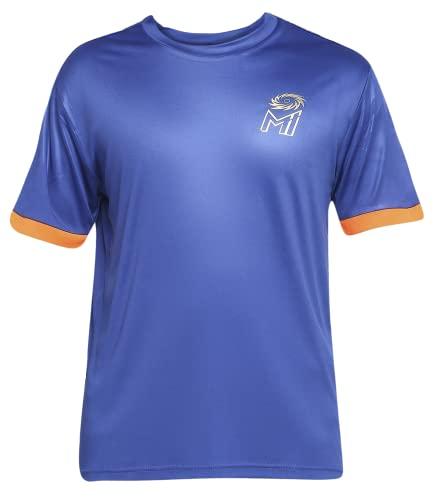 playr x mumbai indians unisex kid's solid regular fit t-shirt (prmi23-ft-04_blue/orange