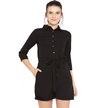 playsuit with waist tie-up & insert pockets