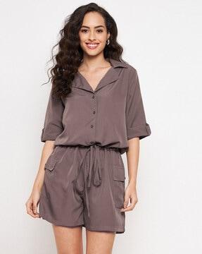 playsuit with notched lapel